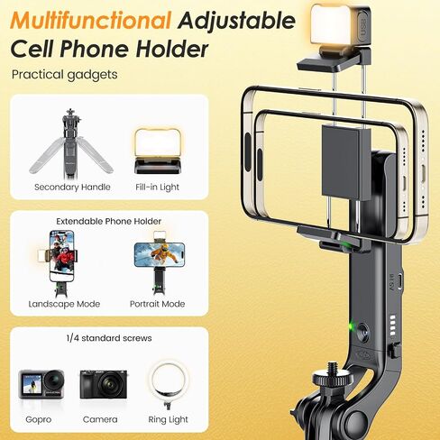 Marchpower 63" Remote Auto Face Tracking Tripod 360°Rotating for iPhone with Light, Motion Sensor Phone Tripod Stand, Face Body Phone Camera Mount Gesture Control for Vlog/Live Stream/Video Recording in Saudi Arabia