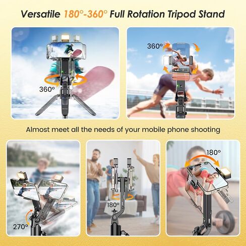 Marchpower 63" Remote Auto Face Tracking Tripod 360°Rotating for iPhone with Light, Motion Sensor Phone Tripod Stand, Face Body Phone Camera Mount Gesture Control for Vlog/Live Stream/Video Recording in Saudi Arabia