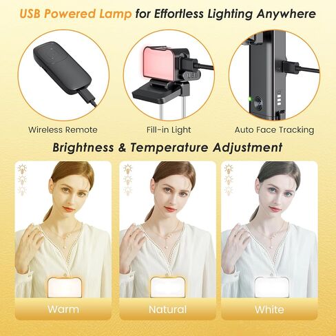 Marchpower 63" Remote Auto Face Tracking Tripod 360°Rotating for iPhone with Light, Motion Sensor Phone Tripod Stand, Face Body Phone Camera Mount Gesture Control for Vlog/Live Stream/Video Recording in Saudi Arabia