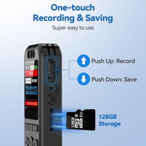 128GB Digital Voice Recorder with Playback: 9000 Hours 1536kbps Voice Activated Recorder for Lectures Meetings - Portable Audio Recorder Dictaphone Recording Device in Kuwait