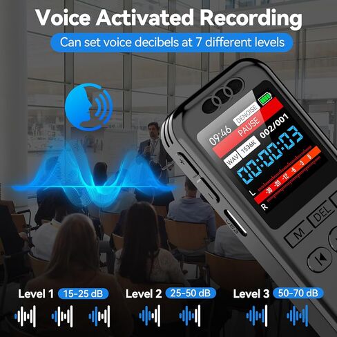 128GB Digital Voice Recorder with Playback: 9000 Hours 1536kbps Voice Activated Recorder for Lectures Meetings - Portable Audio Recorder Dictaphone Recording Device in Kuwait