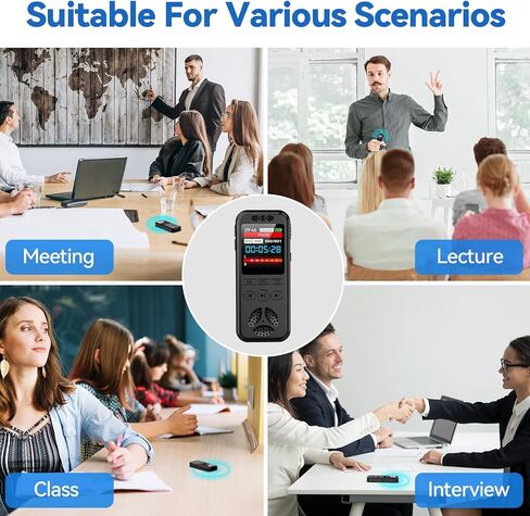 128GB Digital Voice Recorder with Playback: 9000 Hours 1536kbps Voice Activated Recorder for Lectures Meetings - Portable Audio Recorder Dictaphone Recording Device in Kuwait