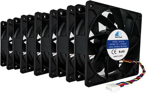 120mm Cooling Miner Fan High Speed Dual Ball Bearing Bitcoin(BTC) Mining Machine Fan, Asic Antminer Replacement Fan for Bitmain S19, L7, S9, L3+, K7, KA3, Z15, D9, E9 Mining Rig, 4Pin - 10 Pack in Saudi Arabia