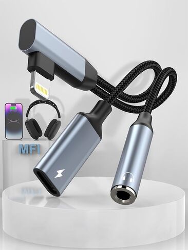 Lightning/USBC to 3.5mm AUX Audio and USBC Charger Splitter[MFi Certified] Lightning + USB C to 3.5mm Headphone Jack Adapter with PD 60W Fast Charging, iPhone Headphone Adapter for iPhone 16/15/14/13 in Saudi Arabia