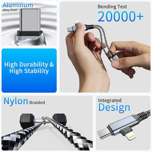 Lightning/USBC to 3.5mm AUX Audio and USBC Charger Splitter[MFi Certified] Lightning + USB C to 3.5mm Headphone Jack Adapter with PD 60W Fast Charging, iPhone Headphone Adapter for iPhone 16/15/14/13 in Saudi Arabia