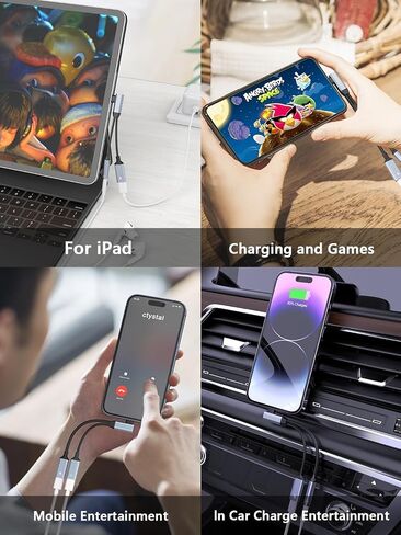 Lightning/USBC to 3.5mm AUX Audio and USBC Charger Splitter[MFi Certified] Lightning + USB C to 3.5mm Headphone Jack Adapter with PD 60W Fast Charging, iPhone Headphone Adapter for iPhone 16/15/14/13 in Saudi Arabia