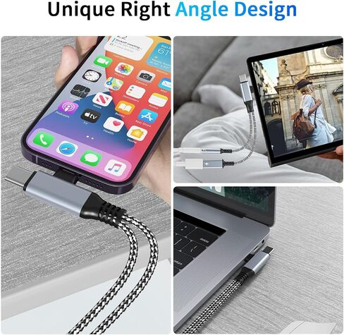 Lightning/USBC to 3.5mm AUX Audio and USBC Charger Splitter[MFi Certified] Lightning + USB C to 3.5mm Headphone Jack Adapter with PD 60W Fast Charging, iPhone Headphone Adapter for iPhone 16/15/14/13 in Saudi Arabia