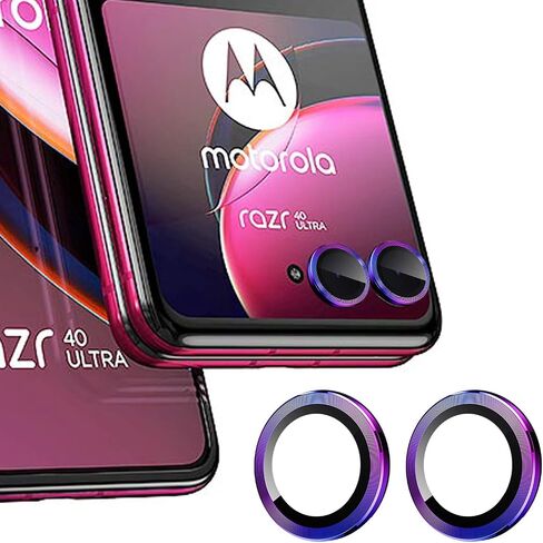 (2 Set for Motorola Razr 40 Ultra/ 50 Ultra Camera Lens Protector, Scratch-Resistant HD Clarity Ultra-Thin 9H Tempered Glass with Aluminum Edging, Individual Metal Lens Cover (Color) in Kuwait