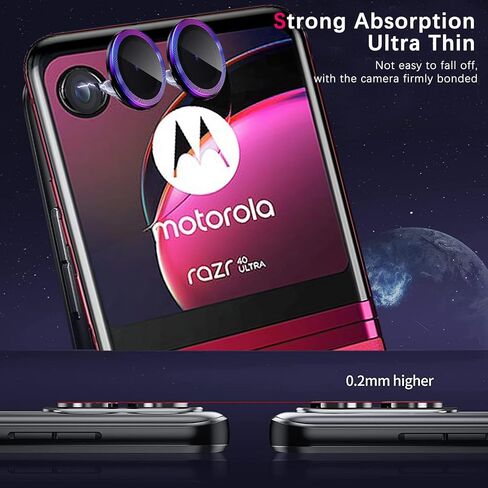 (2 Set for Motorola Razr 40 Ultra/ 50 Ultra Camera Lens Protector, Scratch-Resistant HD Clarity Ultra-Thin 9H Tempered Glass with Aluminum Edging, Individual Metal Lens Cover (Color) in Kuwait