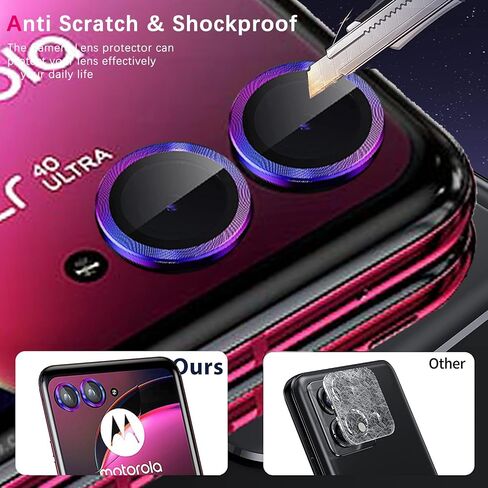 (2 Set for Motorola Razr 40 Ultra/ 50 Ultra Camera Lens Protector, Scratch-Resistant HD Clarity Ultra-Thin 9H Tempered Glass with Aluminum Edging, Individual Metal Lens Cover (Color) in Kuwait