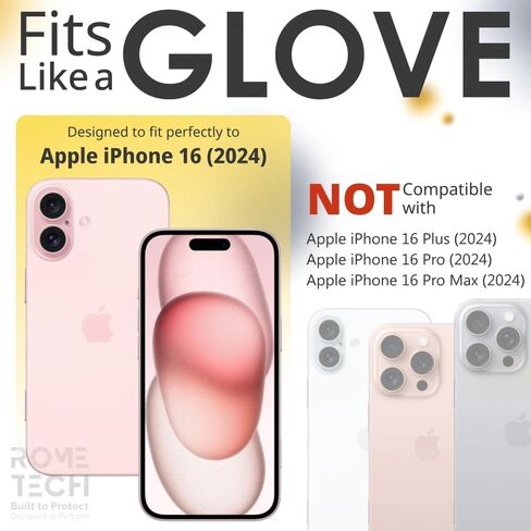 Rome Tech Tempered Glass Screen Protector for iPhone 16 - Protective 9H Screen Saver Compatible With Phone Cases - for iPhone 16 Screen Protector Tempered Glass - Clear in Saudi Arabia