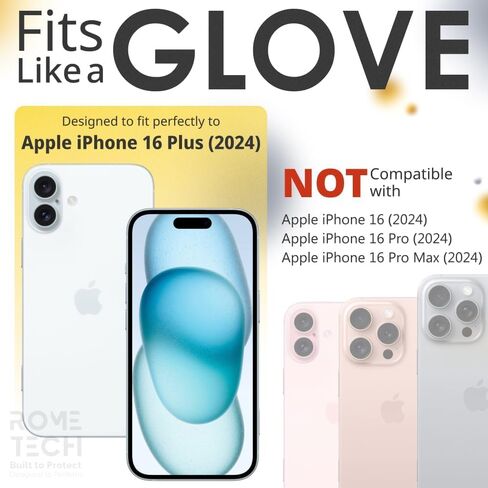 Rome Tech Tempered Glass Screen Protector for iPhone 16 - Protective 9H Screen Saver Compatible With Phone Cases - for iPhone 16 Screen Protector Tempered Glass - Clear in Saudi Arabia