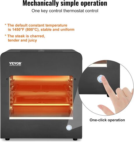 VEVOR Electric Steak Grill, 1800W Smokeless Infrared Electric Broiler, 1450°F Stainless Steel Steak Cooker with 6-Tier Adjustable Rack, Electric Infrared Grill for BBQ, Toast, Grill, Indoor in Saudi Arabia