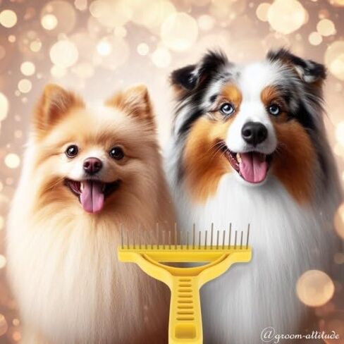 The Untangler Rakes for Grooming and Shedding -silky smooth rotating teeth to easily collect loose hair (Yellow, Extra-Long) in Kuwait