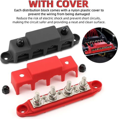 EMVANV Bus Bar 5/16" Power Distribution Block 12V Bus Bar 250A Stud Marine Bus Bar 24-48V Automotive Marine Busbar(M8) in Saudi Arabia