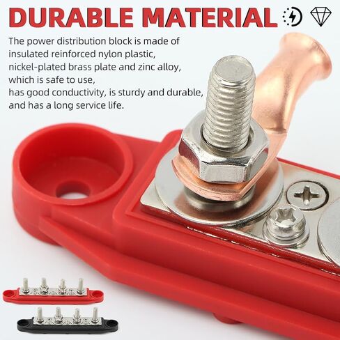 EMVANV Bus Bar 5/16" Power Distribution Block 12V Bus Bar 250A Stud Marine Bus Bar 24-48V Automotive Marine Busbar(M8) in Saudi Arabia