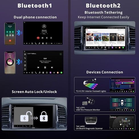 X10 Android Double Din Car Stereo for Carplay, Wireless and Wired Android Auto, 8G+128G, 4G SIM Head Unit, HD 7" Android Car Radio, Touchscreen Navigation Car Audio Receivers in Saudi Arabia