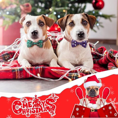 30 Pieces Christmas Dog Bow Ties Dog Collar Bow Ties Attachment with Elastic Bands Dog Collar Detachable Charms for Dogs Collar Grooming Accessories Day Costume Cosplay (Snowman Style) in Saudi Arabia
