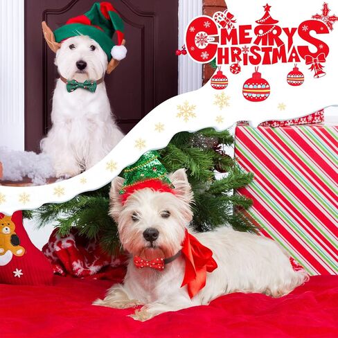 30 Pieces Christmas Dog Bow Ties Dog Collar Bow Ties Attachment with Elastic Bands Dog Collar Detachable Charms for Dogs Collar Grooming Accessories Day Costume Cosplay (Snowman Style) in Saudi Arabia