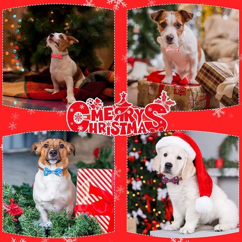 30 Pieces Christmas Dog Bow Ties Dog Collar Bow Ties Attachment with Elastic Bands Dog Collar Detachable Charms for Dogs Collar Grooming Accessories Day Costume Cosplay (Snowman Style) in Saudi Arabia