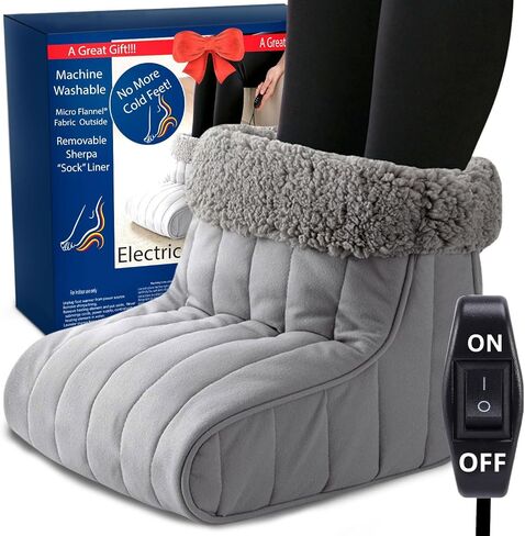 Thermee Micro Flannel Heated Foot Warmer, No More Cold Feet with Sherpa Fleece, 2-hr Safety Shut-Off, Multi Color in Saudi Arabia