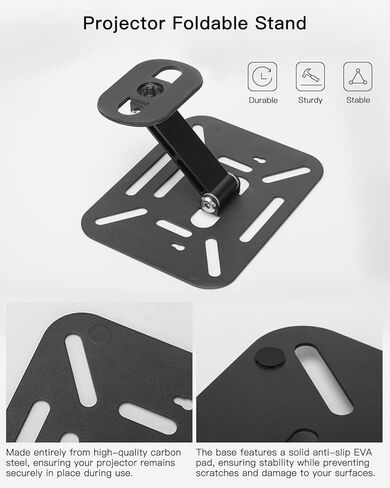 حامل Tiga Projector القابل للطي لجهاز العرض وأجهزة العرض من سلسلة Aurzen Eazze مع فتحة برغي 1/4 بوصة - حامل جهاز عرض سطح المكتب صغير الحجم ومحمول مع سهولة الإعداد ودوران 180 درجة in Kuwait