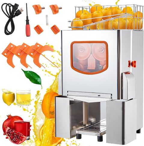 Commercial Juicer Machine, 110V 120W Orange Squeezer for 22-30 per Minute, Electric Orange Juice Machine with Pull-Out Filter Box SUS 304 Tank Stainless Cover and 2 Collecting Bucket in Saudi Arabia