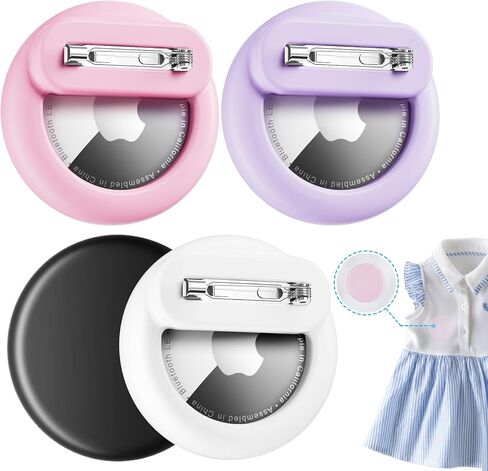 for AirTag Holder 4 Pack for Kids Hidden,Black+White+Pink+Purple | for Apple Air Tags 1st & 2nd Gen,Hidden Discreet Toddler Tracker, for School Uniforms, Clothes, Backpack,Shoes & Dog Collar in Saudi Arabia