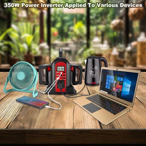 350W Power Inverter for Dewalt 20v Battery Power Supply Inverter DC 20V to AC 110~120V Battery Inverter with AC Output, 3*USB, Type-C Port, DC Output 12V/5A, LED Light（4 Channels） in Saudi Arabia