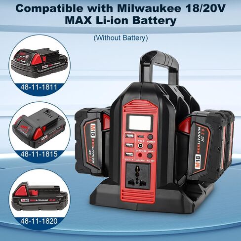 350W Power Inverter for Dewalt 20v Battery Power Supply Inverter DC 20V to AC 110~120V Battery Inverter with AC Output, 3*USB, Type-C Port, DC Output 12V/5A, LED Light（4 Channels） in Saudi Arabia