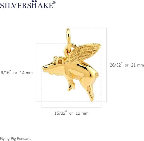Silvershake مطلي بالذهب الأبيض أو الذهب الأصفر مطلي 925 فضة عندما تطير الخنازير مجوهرات قلادة ساحرة غير رسمية للنساء أو المراهقين in Kuwait