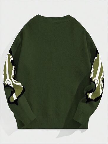 سترة رجالية من SOLY HUX بطباعة جرافيك وأكتاف منسدلة وأكمام طويلة ورقبة مستديرة in Kuwait