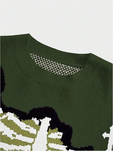 سترة رجالية من SOLY HUX بطباعة جرافيك وأكتاف منسدلة وأكمام طويلة ورقبة مستديرة in Kuwait