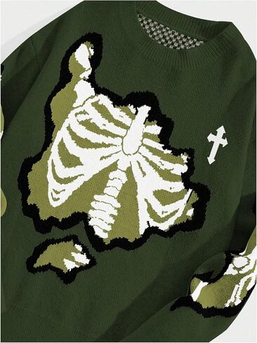 سترة رجالية من SOLY HUX بطباعة جرافيك وأكتاف منسدلة وأكمام طويلة ورقبة مستديرة in Kuwait