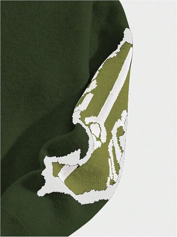 سترة رجالية من SOLY HUX بطباعة جرافيك وأكتاف منسدلة وأكمام طويلة ورقبة مستديرة in Kuwait