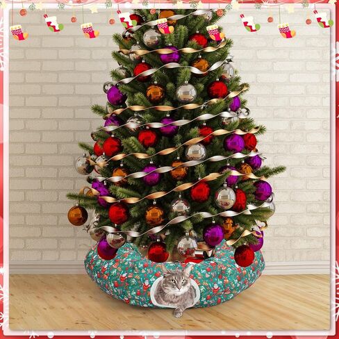 Christmas Cat Tunnel Bed Toys Cat Tunnel for Indoor S Shape Tube with Ball Under Christmas Tree Cave Kitten Toy Gift Pets(Red,Cute) in Kuwait
