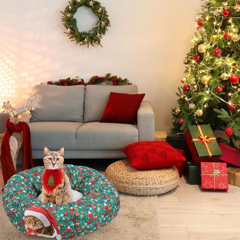 Christmas Cat Tunnel Bed Toys Cat Tunnel for Indoor S Shape Tube with Ball Under Christmas Tree Cave Kitten Toy Gift Pets(Red,Cute) in Kuwait
