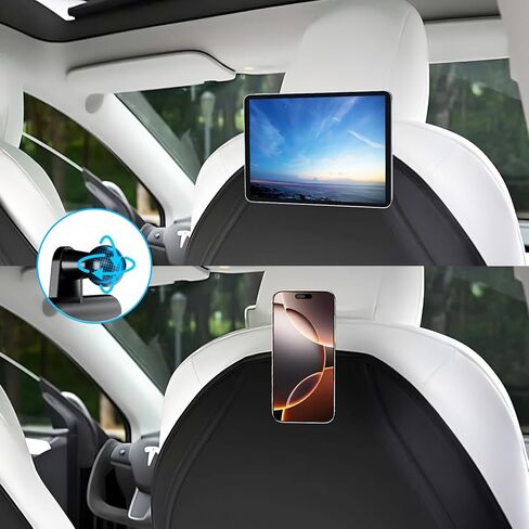 OHLPRO حامل تابلت مغناطيسي من طراز Tesla Model Y Model 3 تم ترقيته حديثًا، حامل تثبيت iPad خلفي قابل للدوران 360 درجة، متوافق مع ملحقات Tesla للأجهزة اللوحية والهواتف in Kuwait