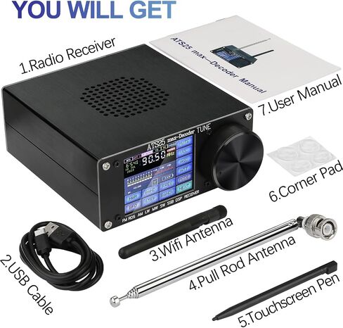 ATS25 Max Decoder ii, Upgraded Si4732 Shortwave Radio Receiver Adds HI-Z Antenna Input Impedance and LNA Mode|Supports 50ohm,FM LW MW&SW SSB DSP Receiver with 4000mAh Battery Built-in Band-Pass Filter in Saudi Arabia