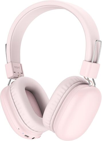 Kids Bluetooth Headphones, Wireless Headphones with HD ANC Microphone, 50 Hours Playtime, Safe Volume, Type C Fast Charging, Foldable On-Ear Headphones for Children/Teens/Smart Device(Pink) in Saudi Arabia