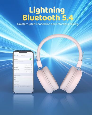 Kids Bluetooth Headphones, Wireless Headphones with HD ANC Microphone, 50 Hours Playtime, Safe Volume, Type C Fast Charging, Foldable On-Ear Headphones for Children/Teens/Smart Device(Pink) in Saudi Arabia