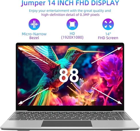 كمبيوتر محمول Jumper، ذاكرة وصول عشوائي 4 جيجابايت وتخزين 320 جيجابايت، Office 365 سنة واحدة، كمبيوتر محمول مع وحدة المعالجة المركزية Celeron N4100، شاشة FHD 1080P، 2.4G+5G WiFi، BT4.0، بطارية 35.52WH، 2 مكبرات صوت، أجهزة كمبيوتر محمولة محمولة 14 بوصة. in Kuwait