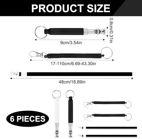 صافرة الكلب، عبوتان من صافرة تدريب الكلاب، صافرة الكلب لإيقاف نباح كلب الجيران، صافرة كلب صامتة بالموجات فوق الصوتية قابلة للتعديل مع حبل وحزام معصم مرن (أسود وأبيض) in Kuwait