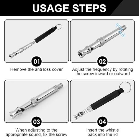 صافرة الكلب، عبوتان من صافرة تدريب الكلاب، صافرة الكلب لإيقاف نباح كلب الجيران، صافرة كلب صامتة بالموجات فوق الصوتية قابلة للتعديل مع حبل وحزام معصم مرن (أسود وأبيض) in Kuwait