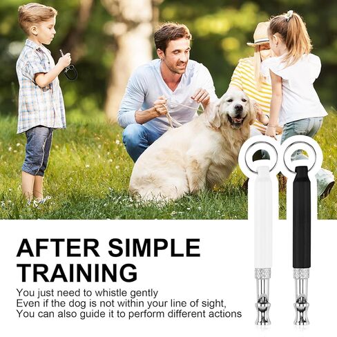 صافرة الكلب، عبوتان من صافرة تدريب الكلاب، صافرة الكلب لإيقاف نباح كلب الجيران، صافرة كلب صامتة بالموجات فوق الصوتية قابلة للتعديل مع حبل وحزام معصم مرن (أسود وأبيض) in Kuwait