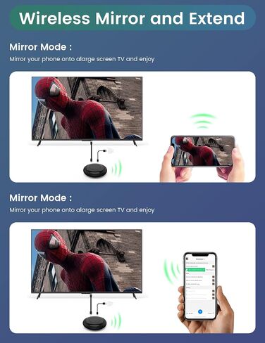 محول دونجل عرض HDMI لاسلكي - بث فوري من الكمبيوتر المحمول، الكمبيوتر الشخصي، الهاتف الذكي إلى HDTV/جهاز العرض - لا يوجد إعداد، لا حاجة إلى تطبيق - متوافق مع iOS، Android، Windows، MacOS in Saudi Arabia
