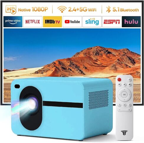 Projector with Wifi and Bluetooth, Electric Focus Native 1080P Full HD 4K Supported 500 ANSI Projector 18000 Lumens Portable Movie Video Projector Compatible with TV Stick Smartphone/HDMI/USB in Saudi Arabia