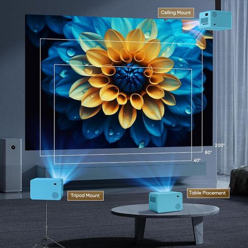 Projector with Wifi and Bluetooth, Electric Focus Native 1080P Full HD 4K Supported 500 ANSI Projector 18000 Lumens Portable Movie Video Projector Compatible with TV Stick Smartphone/HDMI/USB in Saudi Arabia