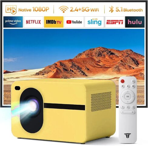Projector with Wifi and Bluetooth, Electric Focus Native 1080P Full HD 4K Supported 500 ANSI Projector 18000 Lumens Portable Movie Video Projector Compatible with TV Stick Smartphone/HDMI/USB in Saudi Arabia