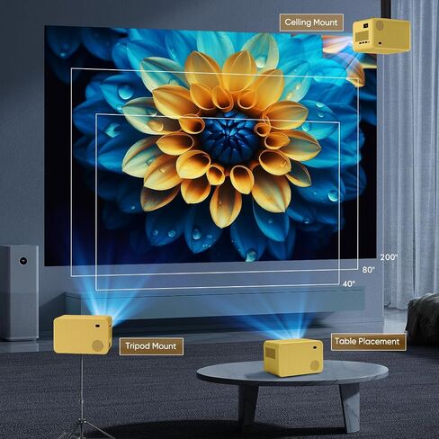 Projector with Wifi and Bluetooth, Electric Focus Native 1080P Full HD 4K Supported 500 ANSI Projector 18000 Lumens Portable Movie Video Projector Compatible with TV Stick Smartphone/HDMI/USB in Saudi Arabia